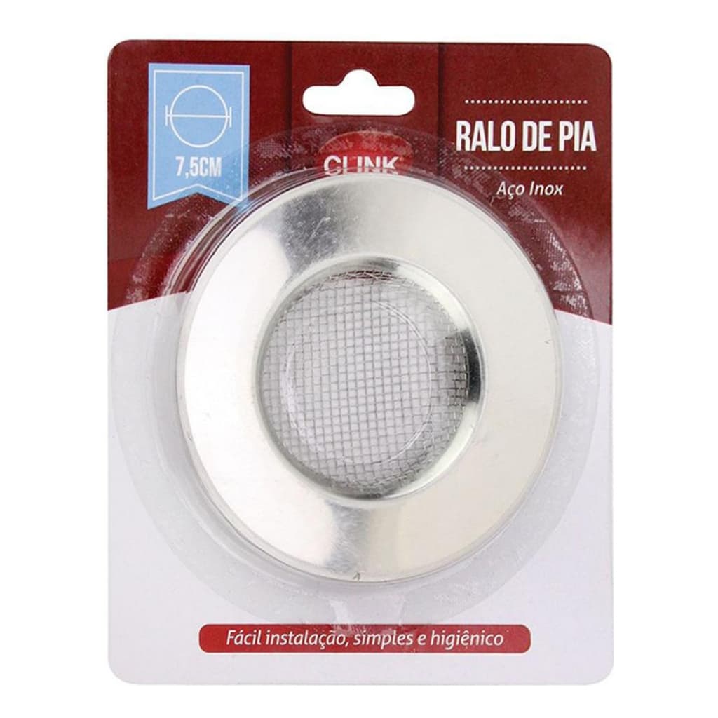 Ralo Para Pia De Inox Borda Larga Max Clean 7,5cm Na Cartela