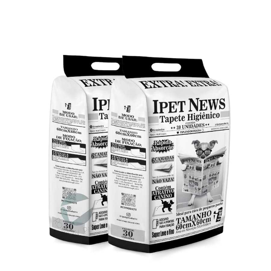 Tapete Higiênico Várias Unidades Ipet News 60x60  6 Camadas Nao Vaza