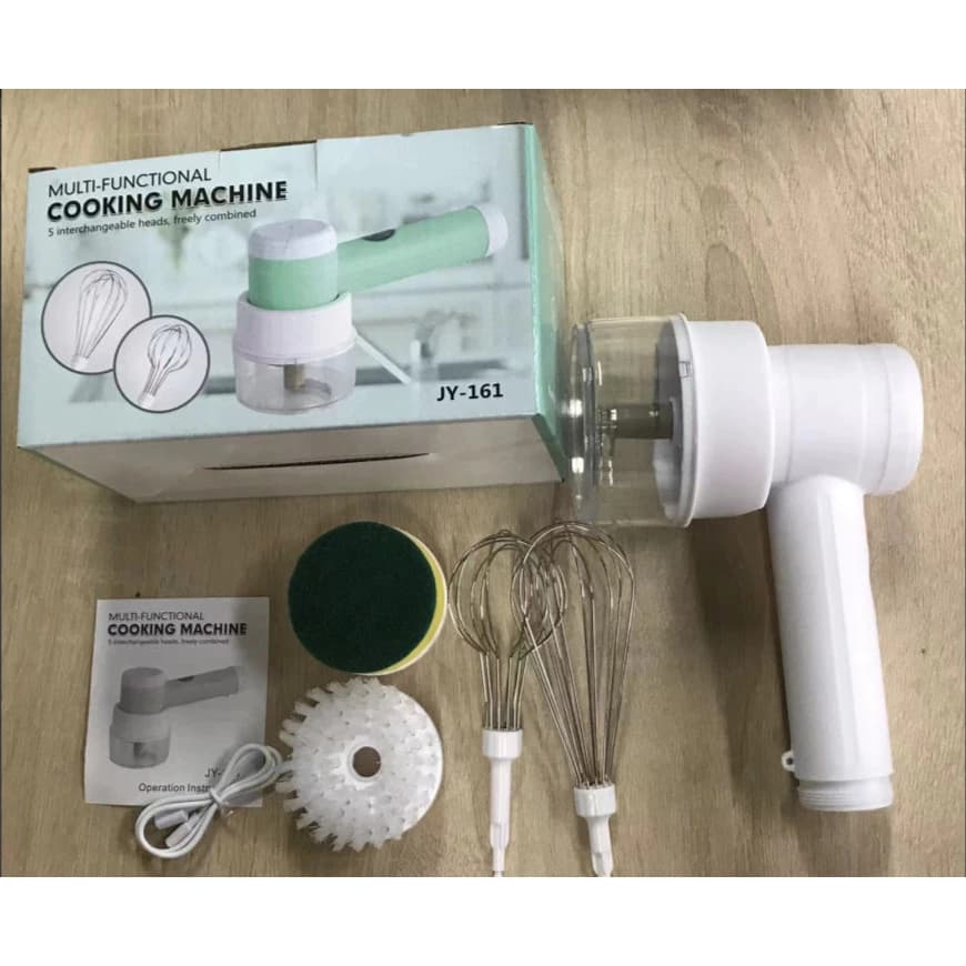 Misturador De Mão Usb Batidor De Ovos Processador de Alimentos Sem Fio Com Escova Esfregão