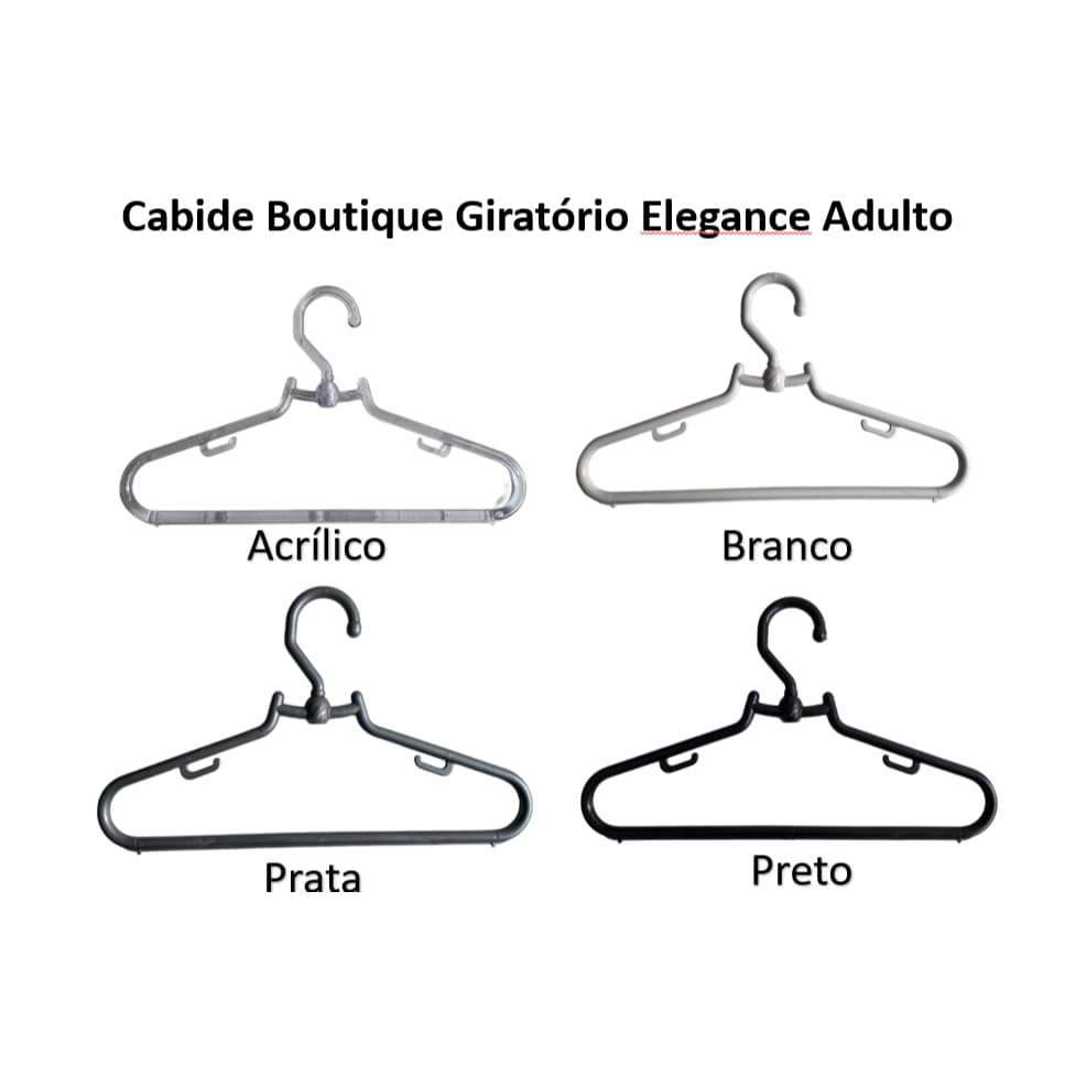 100 Cabides Giratório Boutique Giratório Adulto - em Acrílico - Grosso com 12mm - SUPER REFORÇADO
