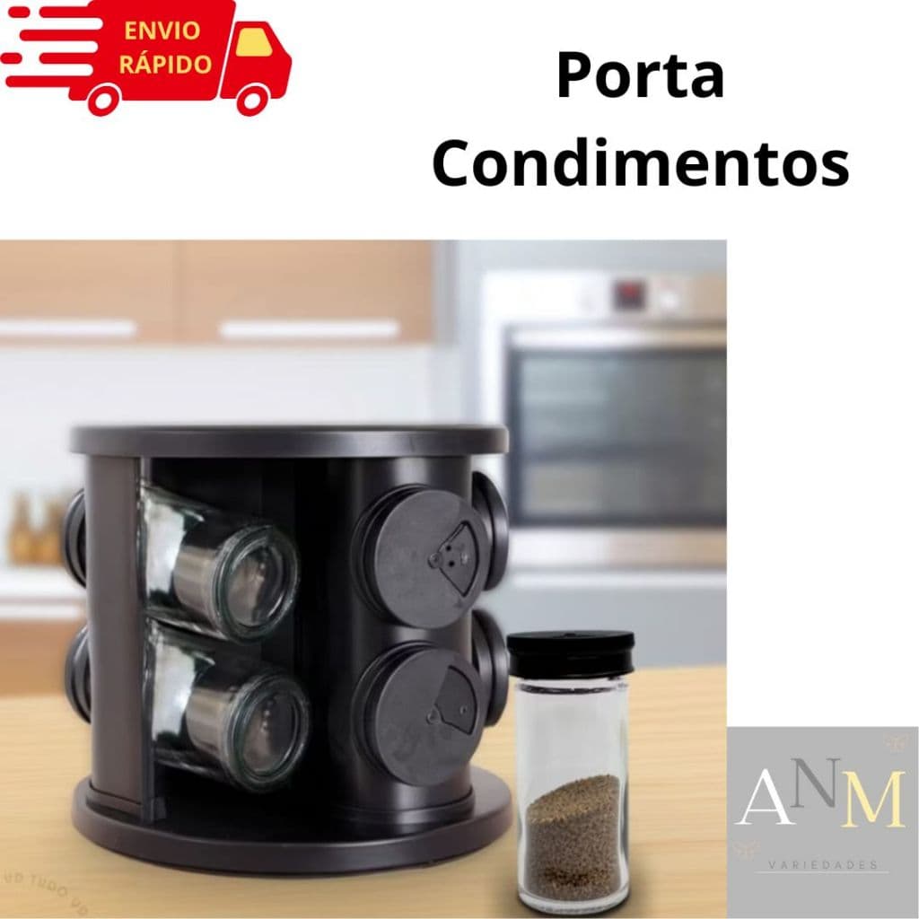 Porta Condimentos Giratório Belovidro 6 Potes De Vidro Com Suporte Giratórios