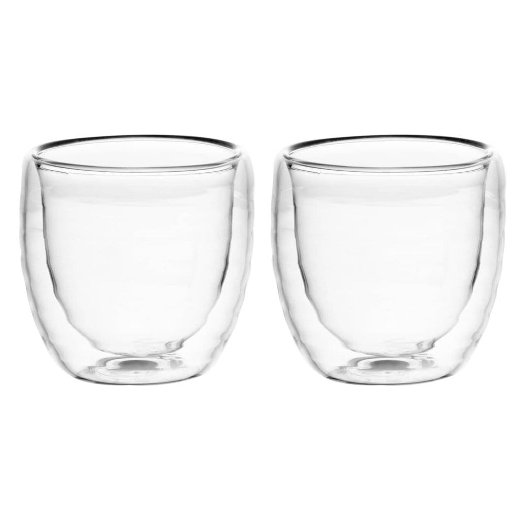 Conjunto 2 Copos de Café Parede Dupla de Vidro Borossilicato Resistente a Calor Gomos 80ml - Wolff