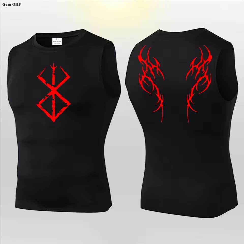 Camiseta Regata Compressão Academia Estilo Estampada berserk anime manga guts frente e costa unissex