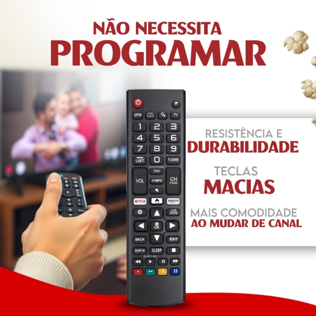 Kit 2 Controle Genérico Para TV LG Compatível Com Smart 4K LED LCD 24 32 40 43 50 55 65 Polegadas