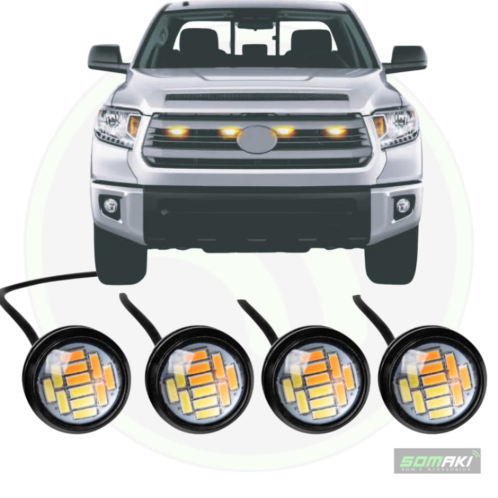 4 Led Luz Bicolor Laranja/Branco Grade Universal F250 Ranger Hilux S10 L200 Ram Olho de Aguia