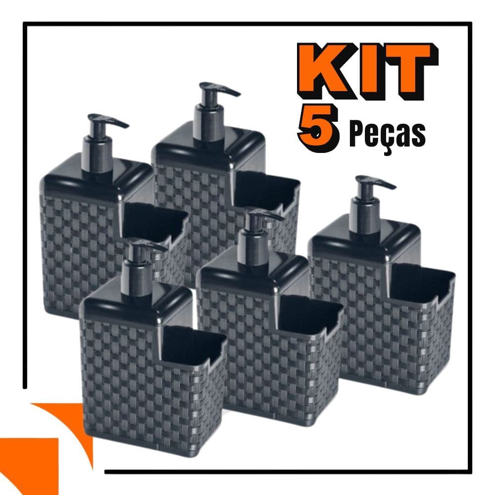 Kit com 5 Porta Detergente Sabão 2 em 1 Com Suporte Para Bucha Esponja Rattan