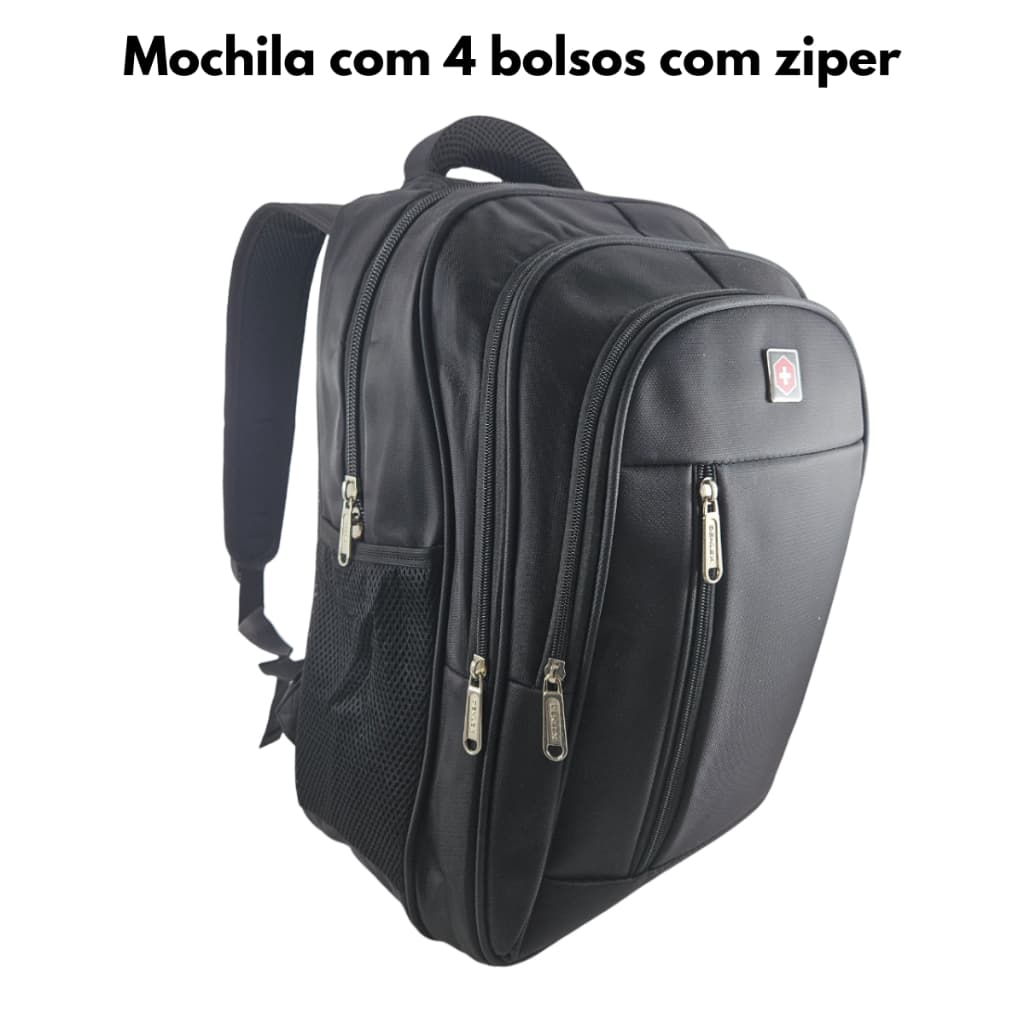 Mochila Notebook Masculina Reforçada Executiva Preta Grande