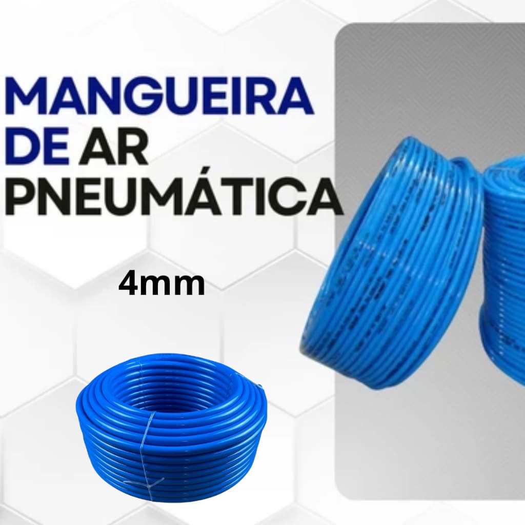 100 Metros Mangueira de Ar Pneumática 4mm - Tubo Flexível PU Pressão máxima de 12Bar / 174PSI