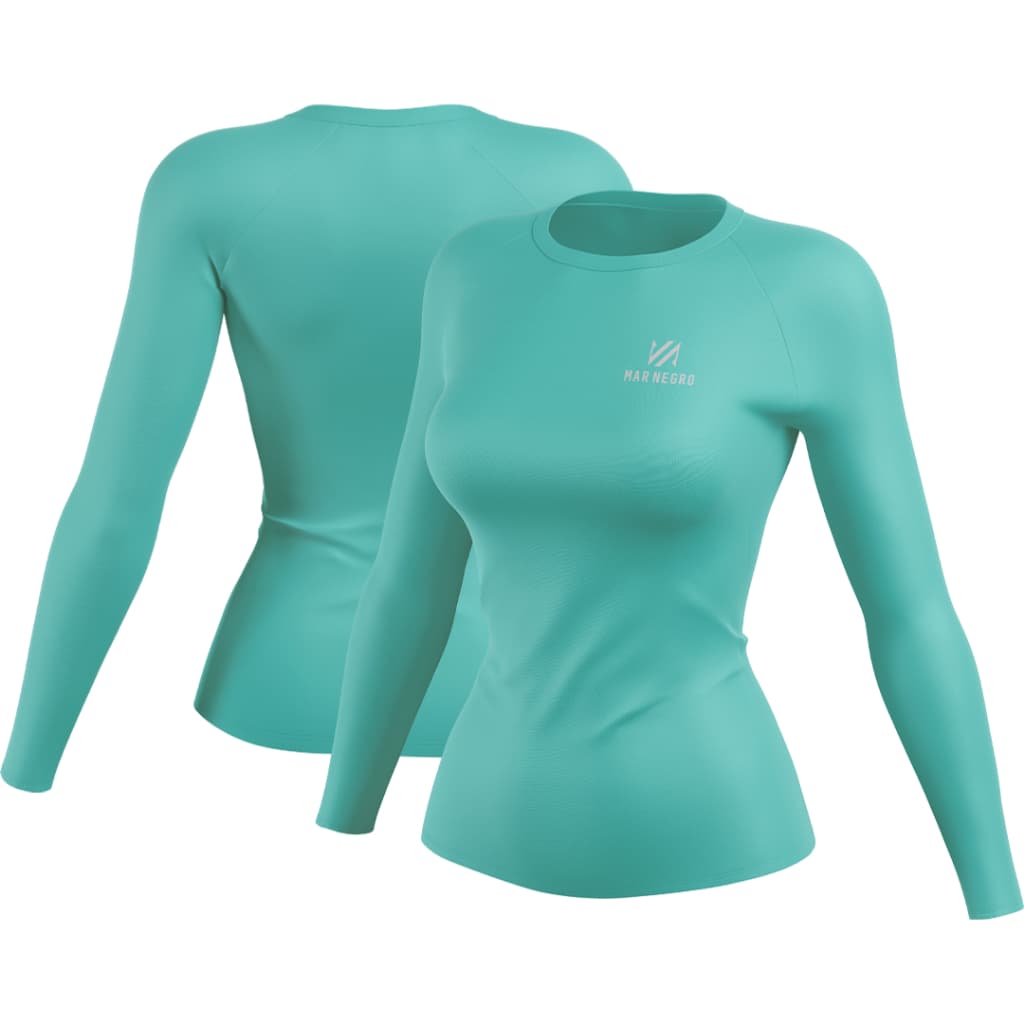 camiseta feminina mar negro poliamida basica slim proteção solar 50+uv luva na manga