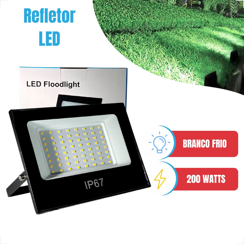 Mini Refletor 100W /200W Branco Frio 6500K lP65 Slim Holofote Prova D'agua
