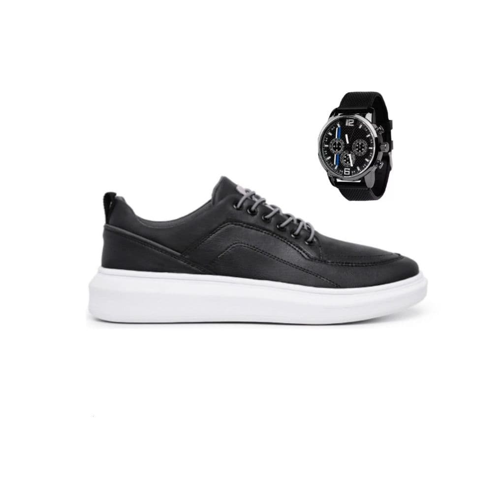Kit Tênis+Relógio Masculino Básico Casual Esportivo Confortável London