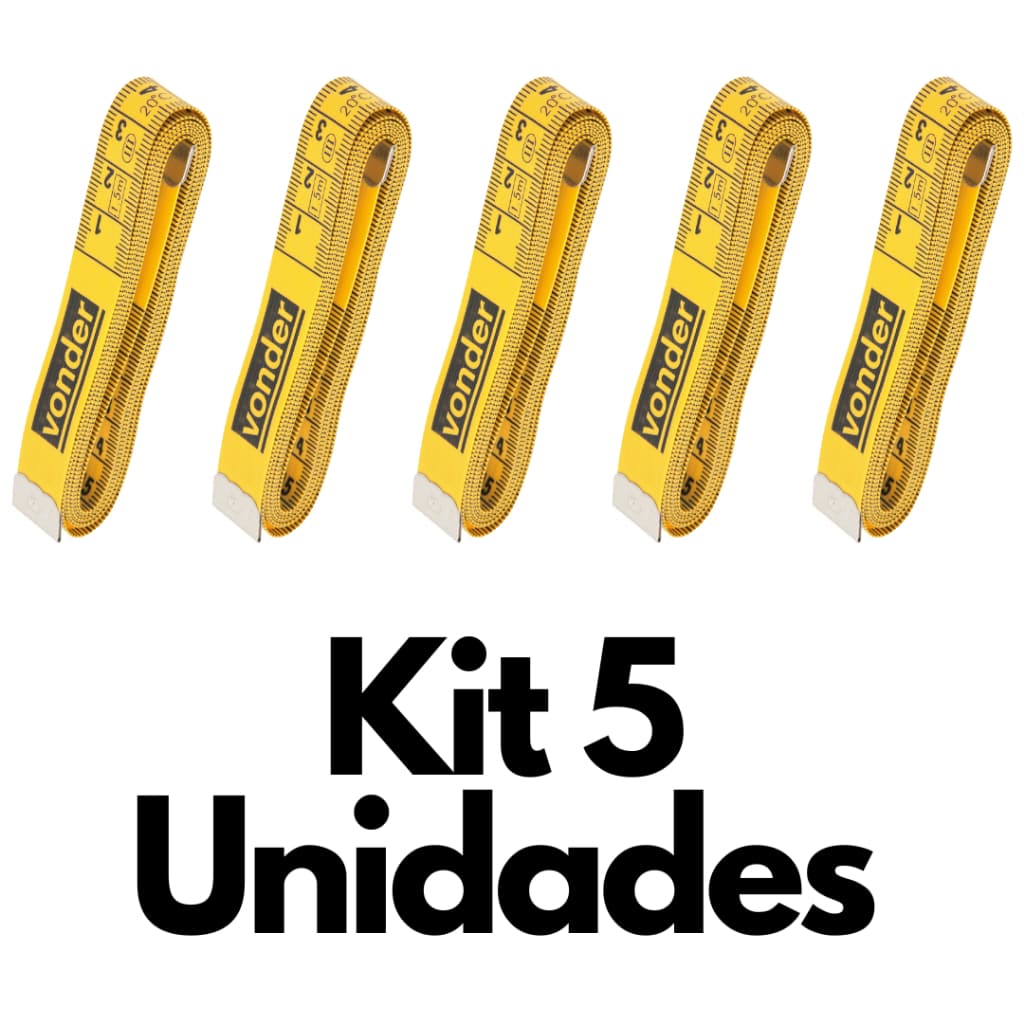 Kit 5 Fitas Métricas 1,5 Metros Medidas Para Costura e Corpo Vonder