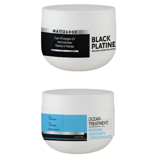 MÁSCARA MATIZADORA BLACK PLATINE E MÁSCARA DE TRATAMENTO OCEAN MAIDEN PROFESSIONAL - 2 MÁSCARAS