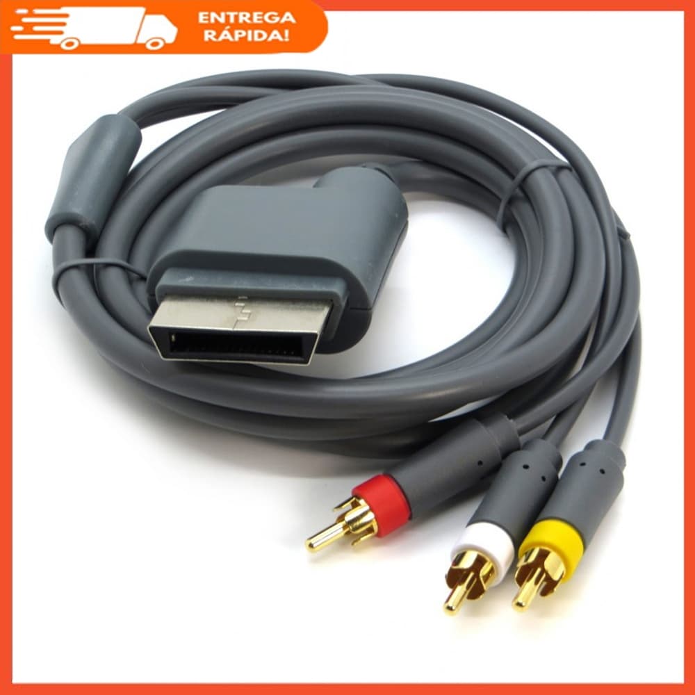 Cabo Av Audio e Video Adaptador Tv  Alta Definição 720p 480p Compatível Xbox 360 Slim Arcade