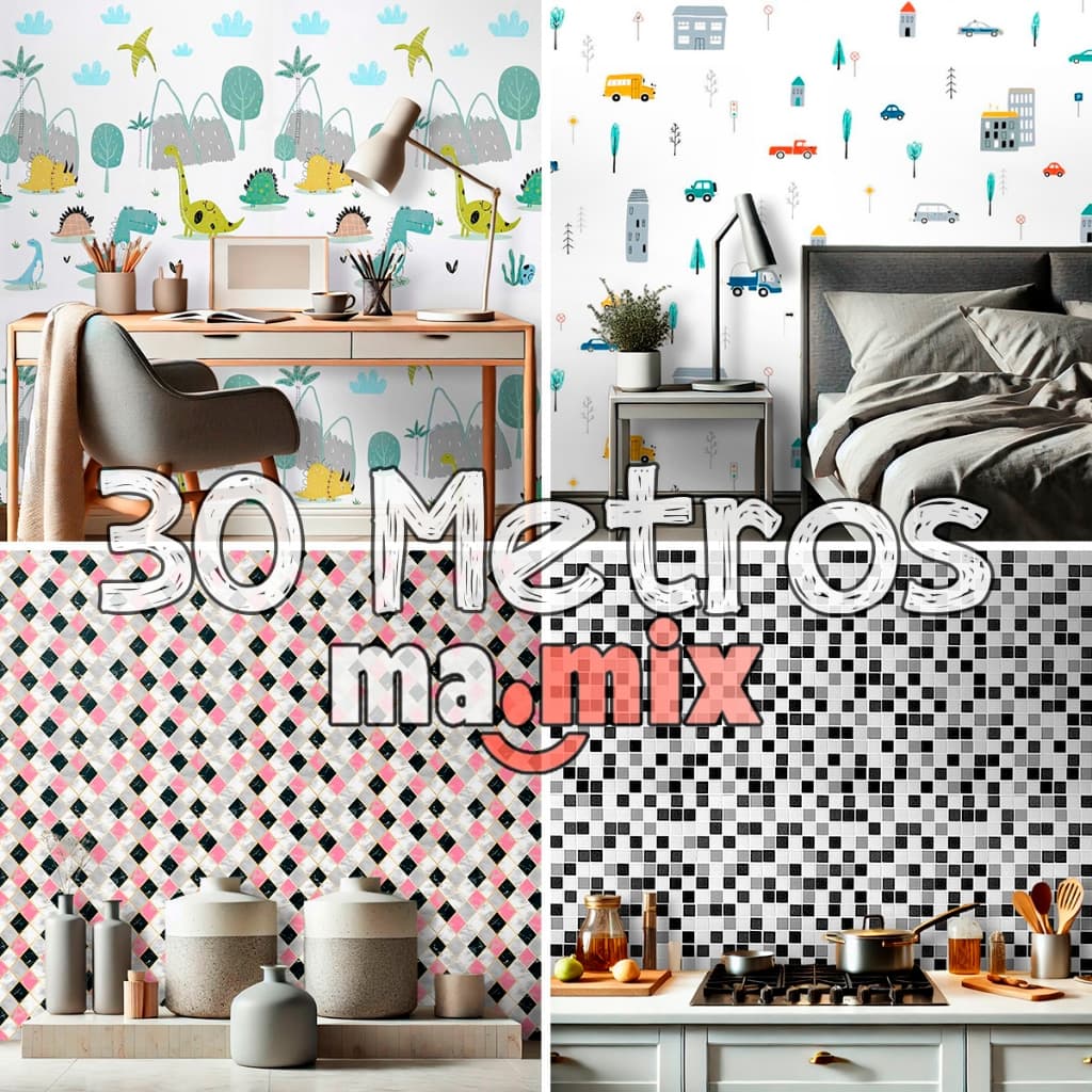 Papel de Parede Tijolo Madeira Marmore- 3D Adesivo 30 METROS