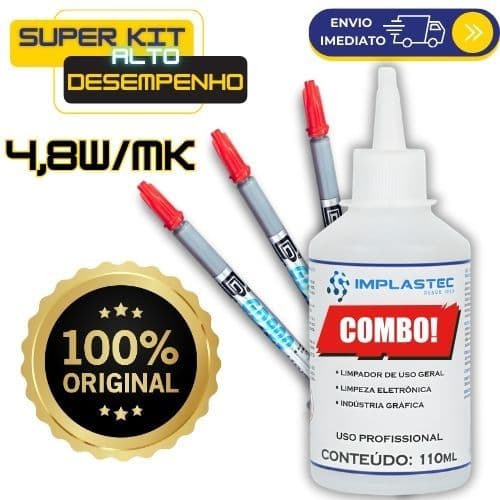 Kit Pasta Termica Prata GD900 com Limpador Multiuso para Processador, Notebook, CPU, Xbox, PS3, PS4