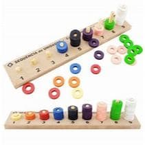 Brinquedo Pedagógico Sequência Unidades Números Quantidades Carlú Brinquedos- 1250- c/45 Argolas de MDF.