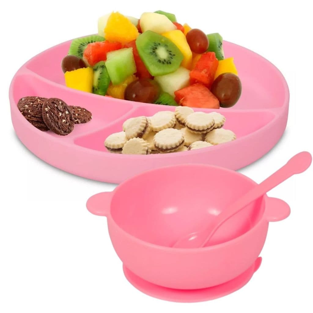 Prato Porta Kit Papinha De Silicone Infantil Bebê Divisória Antiderrapante Introdução Alimentar