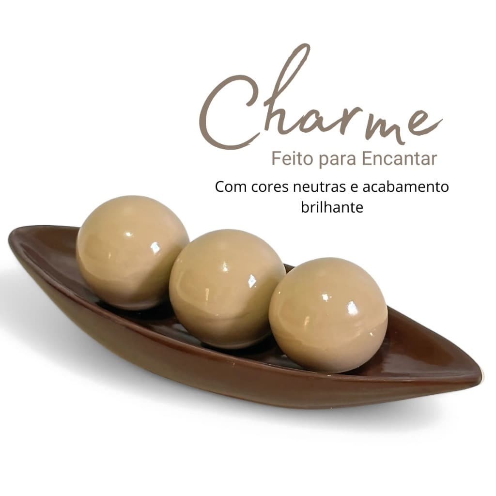 Enfeite Decoração em Cerâmica  Trio de Bolas Enfeite Cozinha Casa Presentes