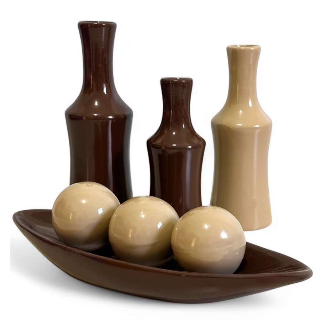 Conjunto Vasos 7 Peças Cerâmica Enfeite Decoração Sala Cozinha Luxo Peças Decorativas Presentes Casa
