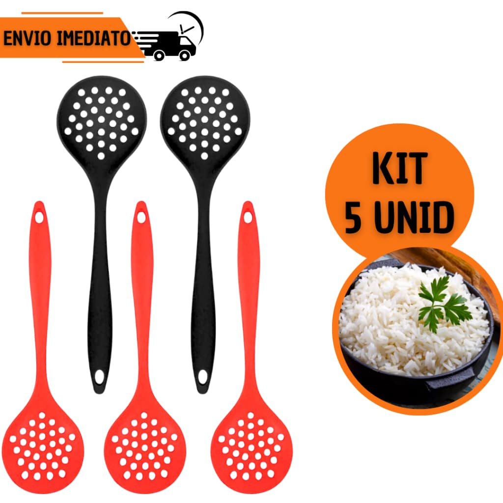 Escumadeiras de Silicone Vazada 5 ou 3 Unids para Arroz Casa Restaurante Cozinha Colher Utensílio