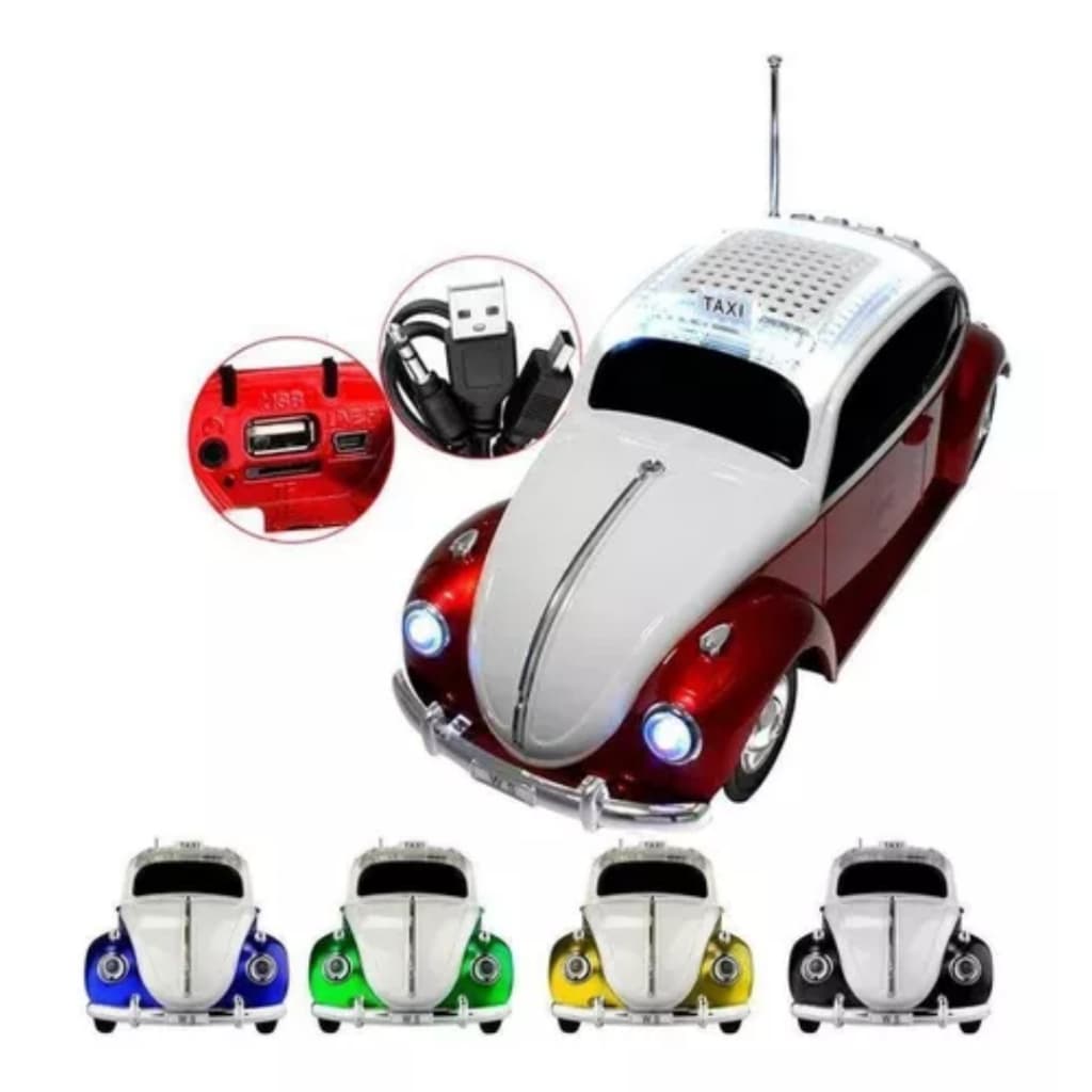 Caixa Som carro fusca Musica Bluetooth Formato Led  Potente