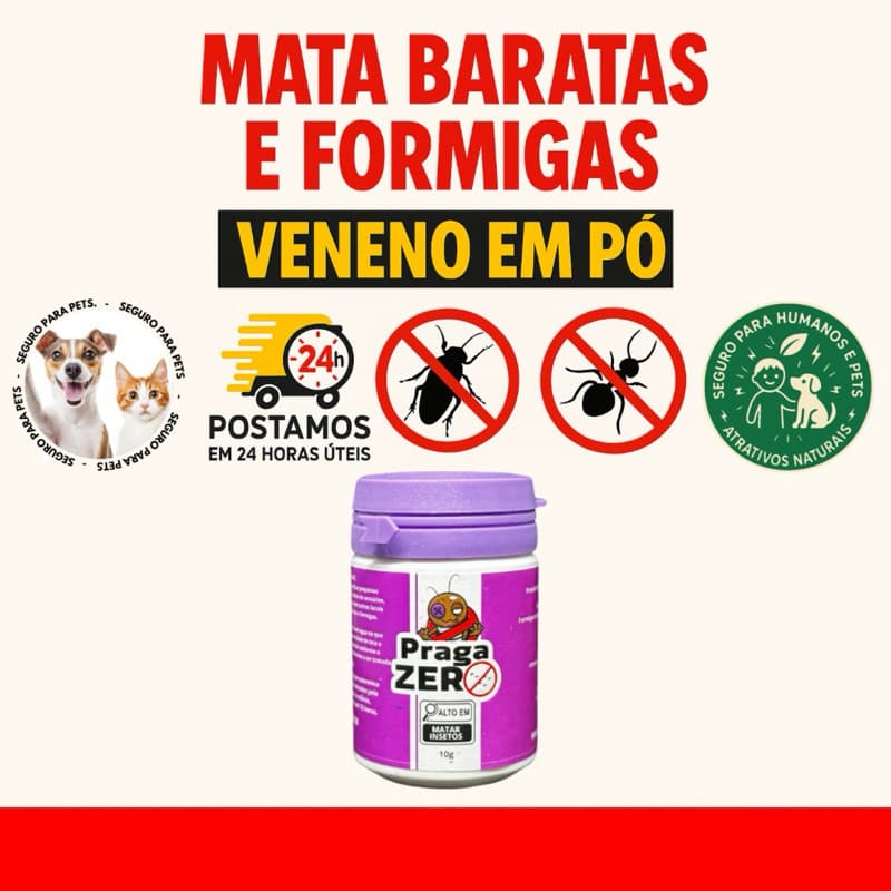 PragaZero Inseticida Poderoso + Colher Dosadora Mata Baratas, Formigas e Pragas FormiCasa Barata Safira
