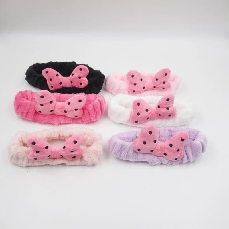Faixa para Cabelo Pelúcia Laço Maquiagem Limpeza De bolinha