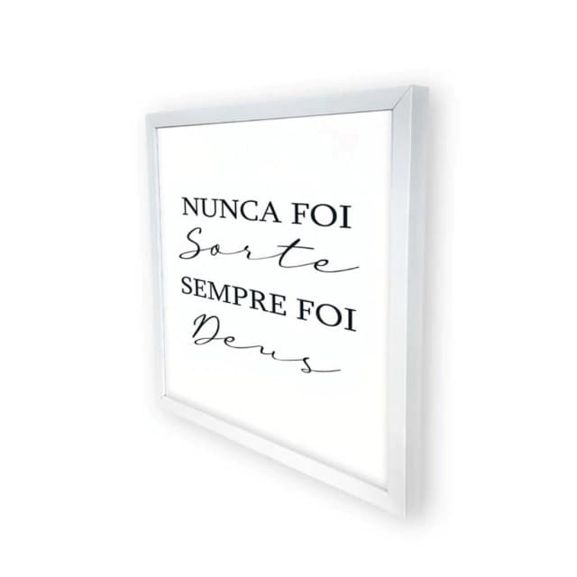 Quadro decorativo cobre caixa de luz com moldura 43x43 NUNCA FOI SORTE FOI DEUS sala/quarto/cozinha/decoração/parede