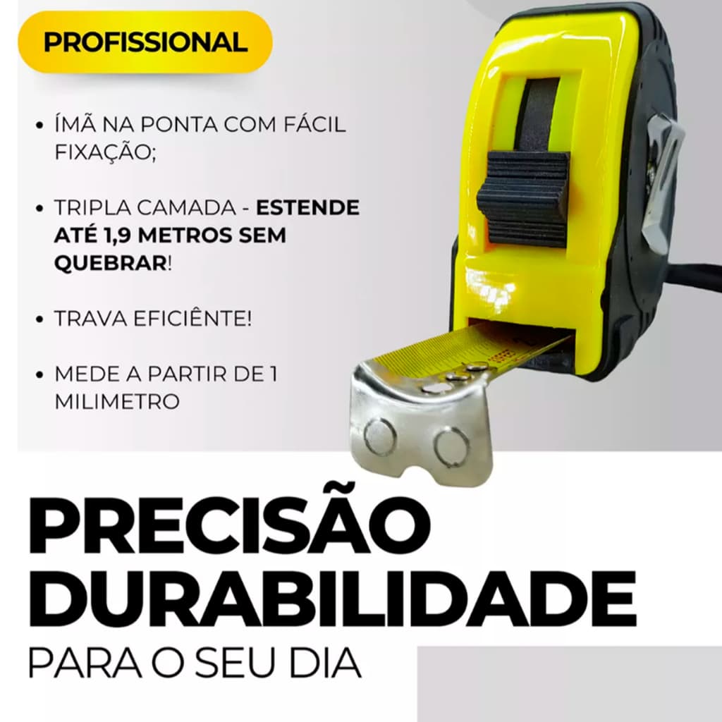 Trena Profissional Emborrachada 10m 7,5m 5m 3m Cores Azul, Vermelha, Amarela C/ Trava e Imã Profield