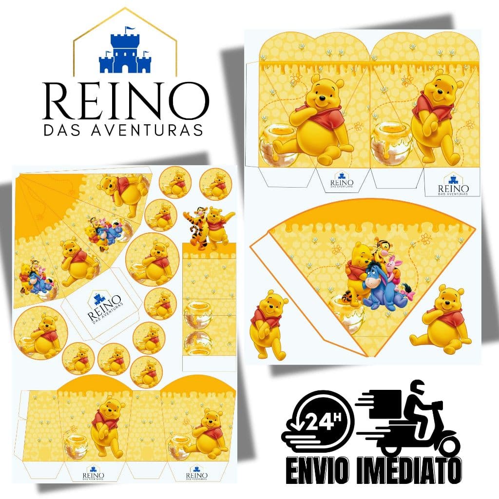 Envio imediato - TEMA URSINHO POOH E SEUS AMIGOS Kit 85 ou 170 Lembrancinha Festa de Aniversário (sem nome)