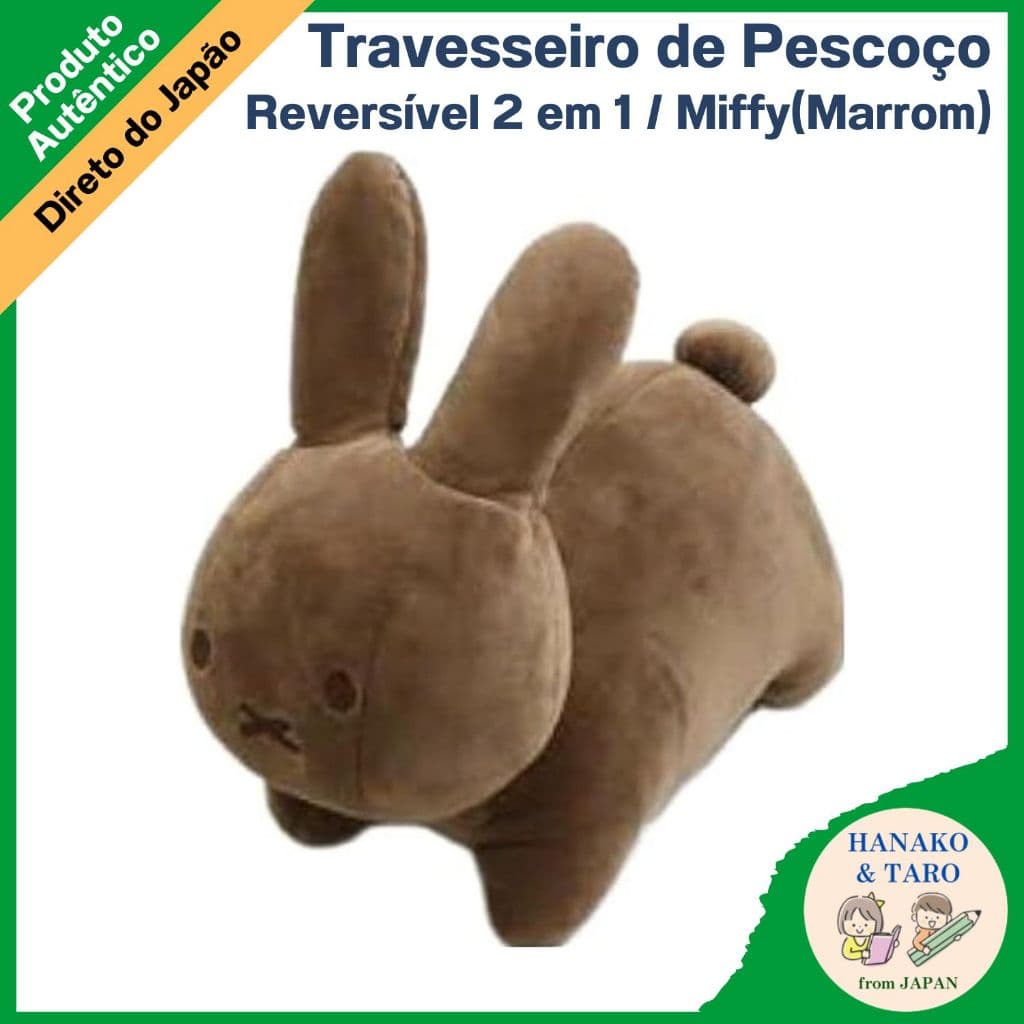 Travesseiro de Pescoço de Viagem que se Transforma em Miffy Marrom — Macio, Reversível, 2 em 1【Direto do Japão】