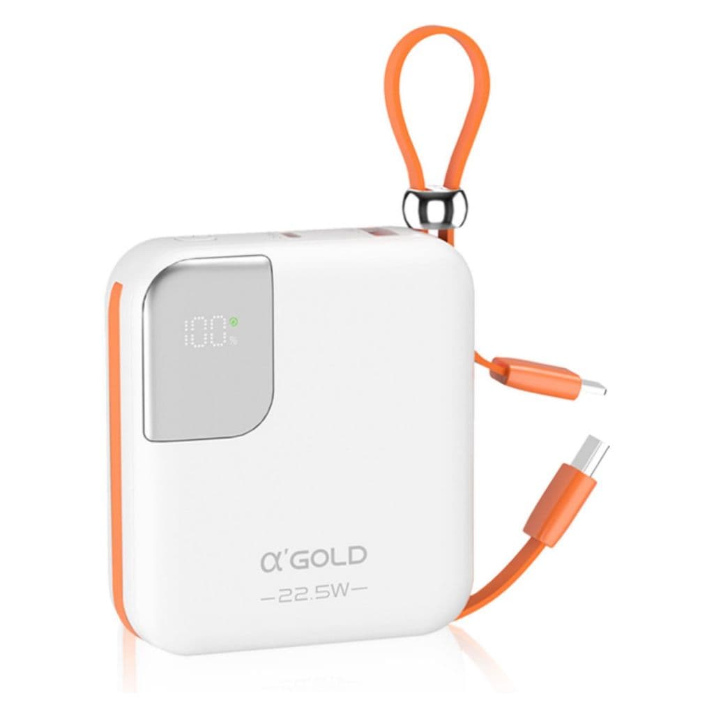 Carregador Portátil A’Gold BTE-48A Power Bank 10.000mah Universal Display Cor Laranja Preto