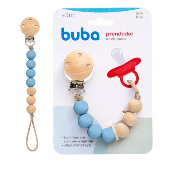 Prendedor De Chupeta Em Silicone Macio Bamboo Mordedor Buba