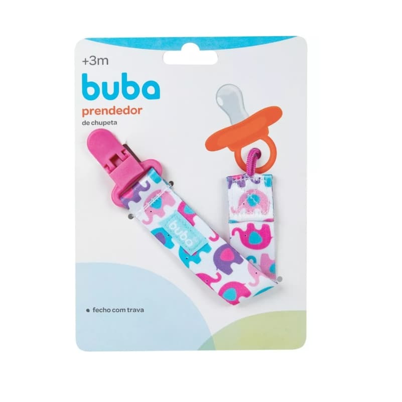 Prendedor D/chupeta Bebê Buba Menina Universal Rosa