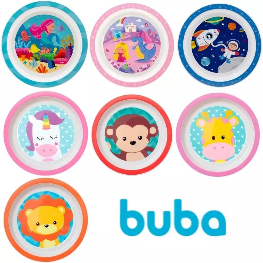 Pratinho Infantil Para Introdução Alimentar Do Bebê Buba Animal Fun Alimentação Refeição Prato