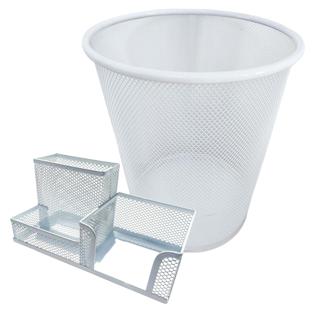 Kit Organizador Preto/ Branco Cesto Lixeira Porta Treco Lápis Caneta Aramado De Mesa