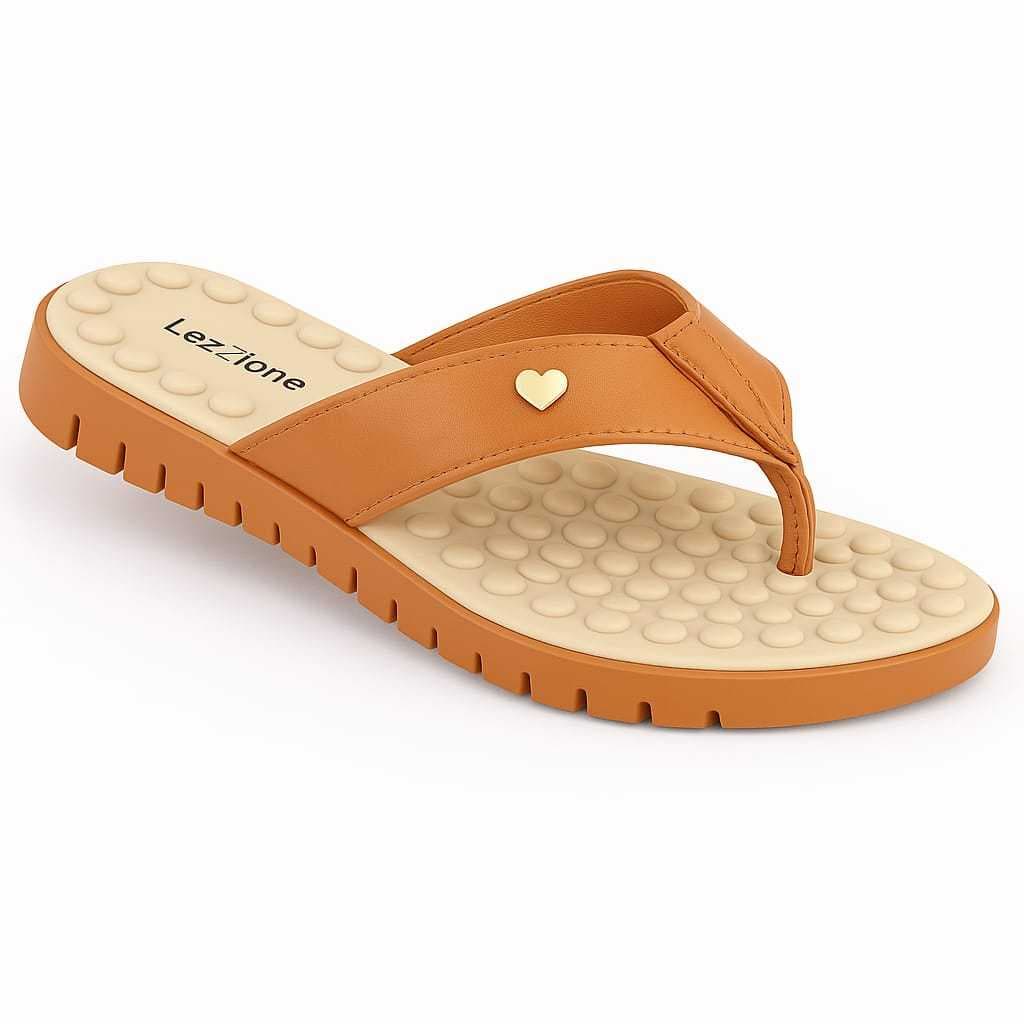 Chinelo Feminino Tamanco Ortopedica Tratorada Confortavel Massageadora Caramelo
