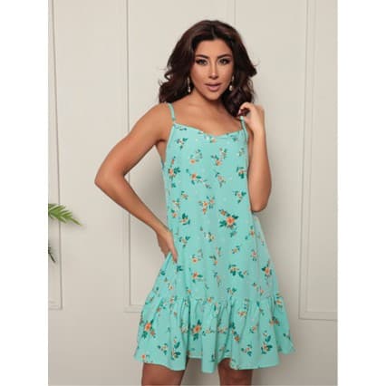 Vestido Novo De Alcinha babado Poliéster