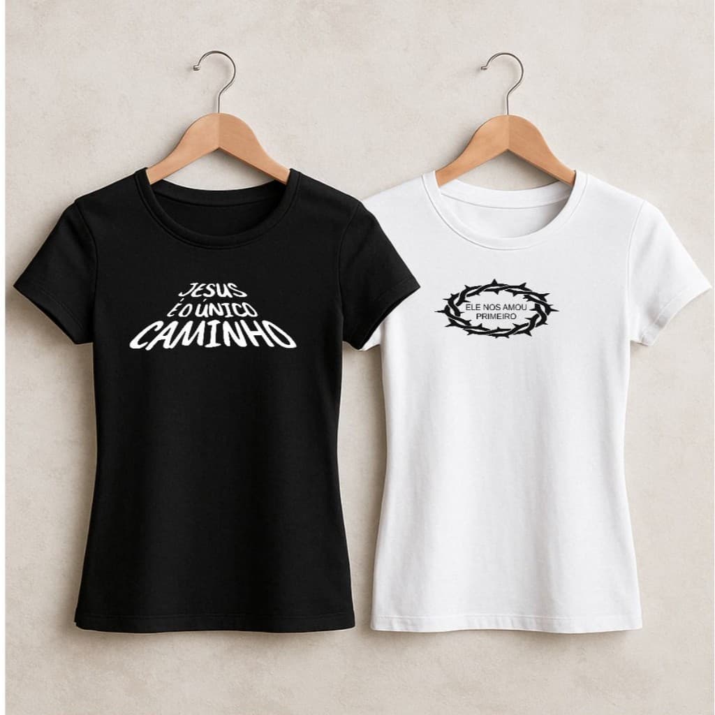 Kit2 Blusas feminina estilosa t-shirt algodão evangélica blusa feminina cristã blusa babylook