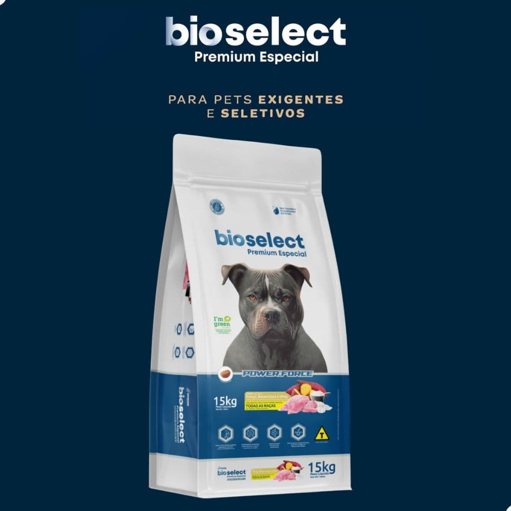 Ração para Cães Adultos BIOSELECT POWER FORCE 15kg Premium Especial Nutritiva