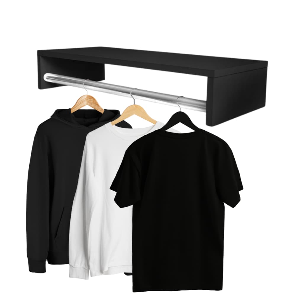 Arara De Roupas 60 cm Branco Preto Cabideiro Pendurador de Roupas Suspenso