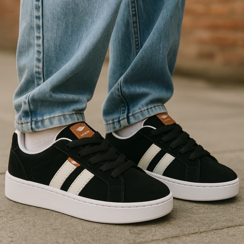 Tênis Camp Saymon Confort Casual Adulto Unissex Masculino Feminino Street Largo Promocao
