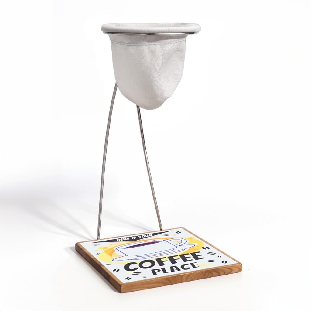 Mini Coador De Café Individual De Mesa Com Filtro Pano Base Madeira Para Café Chá