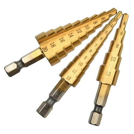 3 Peças Broca HSS Hexagonal Revestidas De Titânio Jogo De Brocas Hexagonais Cônicas