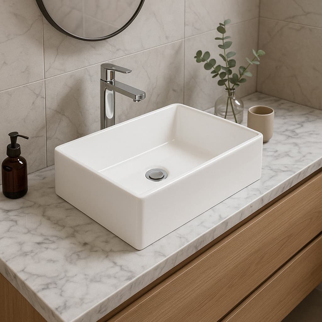 Cuba  Pia Para Banheiro De Sobrepor Mármore Sintético Lavabo 39x27