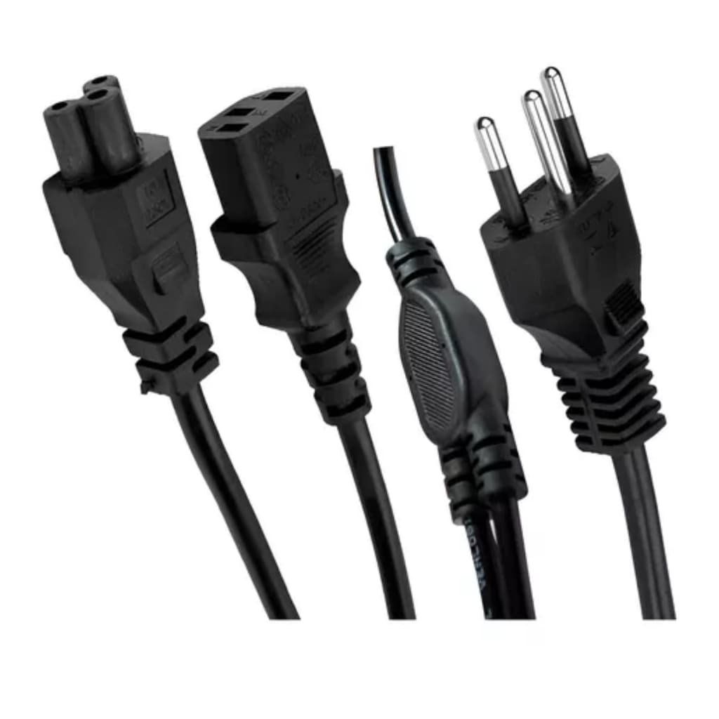 Cabo de Força Duplo Y Tripolar 1.8m Liga PC e Monitor 1 Tomada