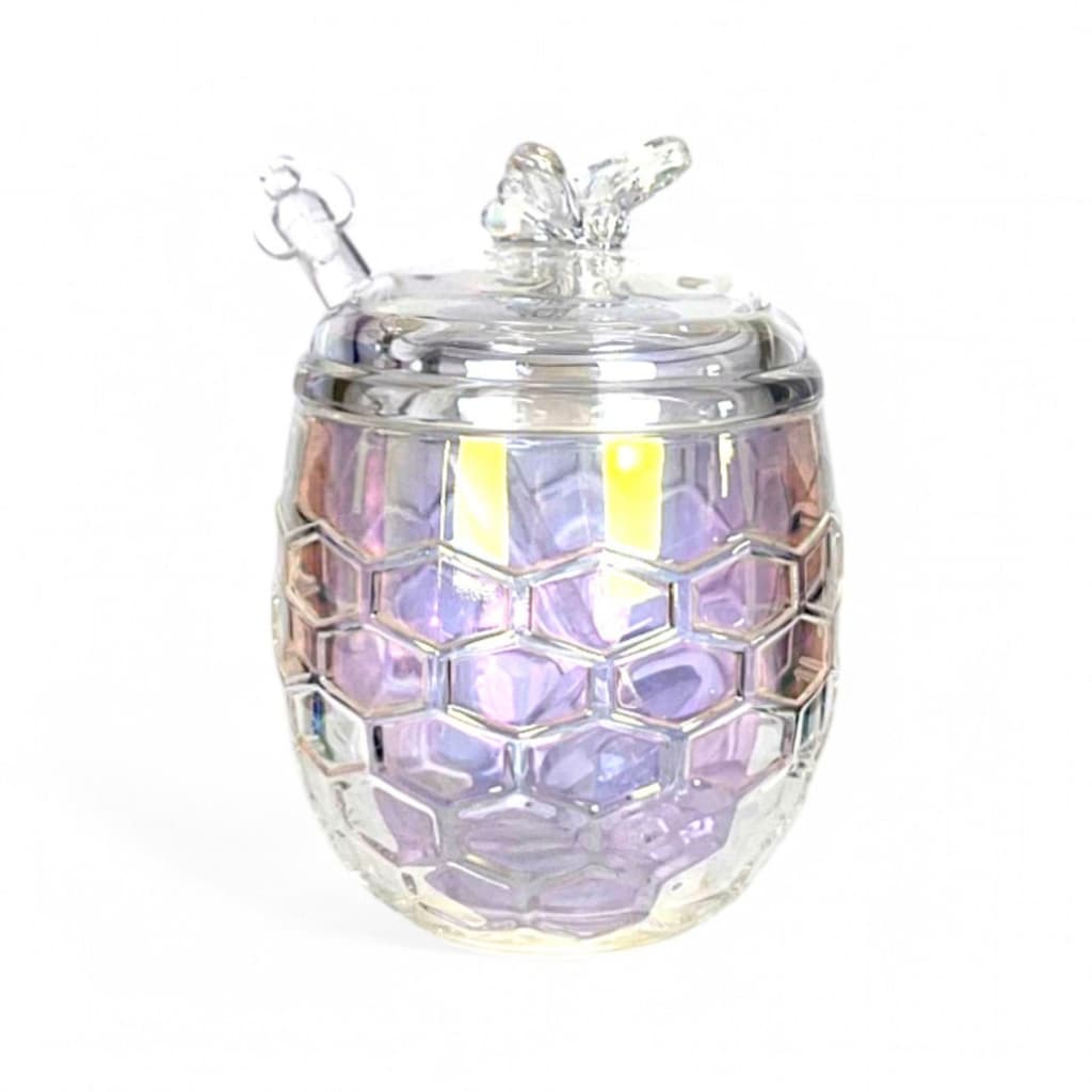 Porta Mel Bee Transparente De Vidro Com Colher Meleira 230ml