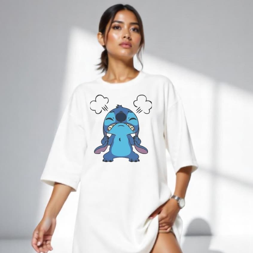 Camiseta T Shirt Stitch Orelhas Feminina 100% Poliester Estampada de Sublimação