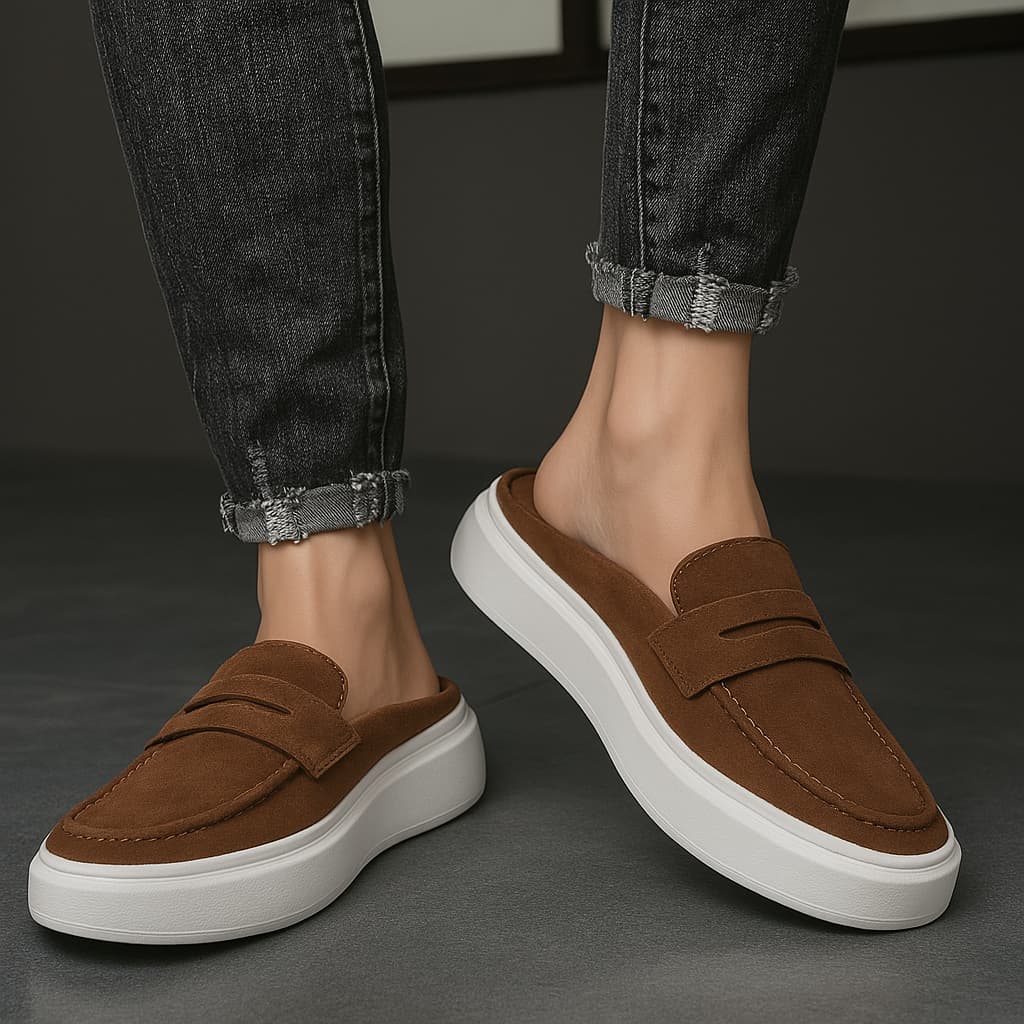 Mule Sapato Masculino Slip On Camurça Moda Casual